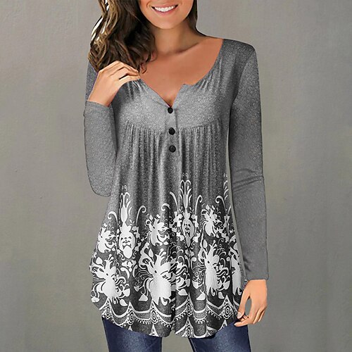 Women's T shirt Tee Green Purple Yellow Tie Dye Flower Patchwork Button Long Sleeve Home Casual Boho V Neck Regular Loose Fit Floral S
Women's T shirt Tee Green Purple Yellow Tie Dye Flower Patchwork Button Long Sleeve Home Casual Boho V Neck Regular Loose Fit Floral S