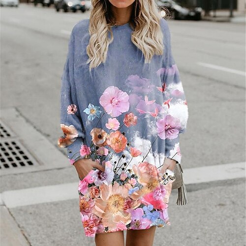 Women's Shift Dress Short Mini Dress Green Purple Pink Long Sleeve Floral Pocket Print Fall Winter Hooded Casual 2022 S M L XL XXL 3XL
Women's Shift Dress Short Mini Dress Green Purple Pink Long Sleeve Floral Pocket Print Fall Winter Hooded Casual 2022 S M L XL XXL 3XL