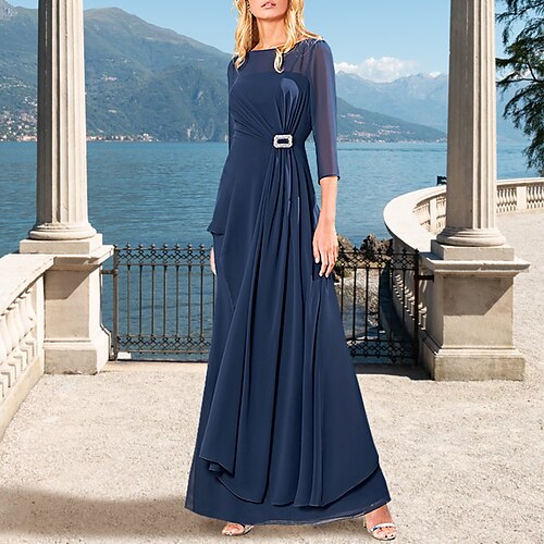 Linea-A Abito da cerimonia per signora Taglia forte Elegante Con decorazione gioiello Lungo Chiffon Manica a 3/4 con A pieghe Spilla di cristallo 2023
Linea-A Abito da cerimonia per signora Taglia forte Elegante Con decorazione gioiello Lungo Chiffon Manica a 3/4 con A pieghe Spilla di cristallo 2023