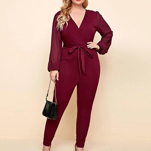 Women's Plus Size Jumpsuit Solid Color Streetwear Casual Casual Daily High Full Length Spring Fall Wine L XL XXL 3XL 4XL
Women's Plus Size Jumpsuit Solid Color Streetwear Casual Casual Daily High Full Length Spring Fall Wine L XL XXL 3XL 4XL