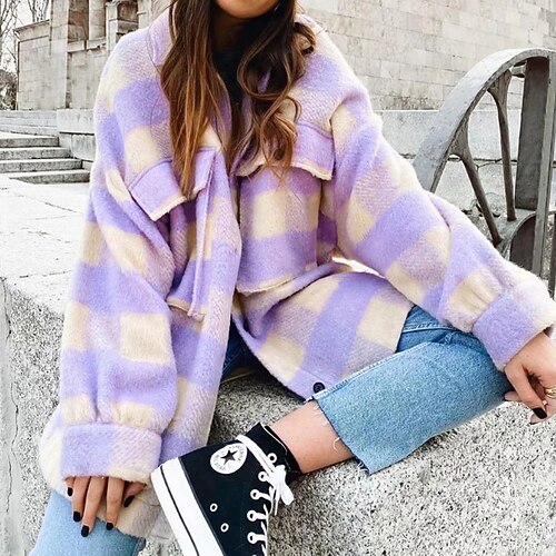 Women's Casual Jacket Breathable Street Daily Going out Pocket Single Breasted Turndown Casual Shacket Regular Fit Outerwear Long Sleeve Fall Spring Purple Brown S M L XL
Women's Casual Jacket Breathable Street Daily Going out Pocket Single Breasted Turndown Casual Shacket Regular Fit Outerwear Long Sleeve Fall Spring Purple Brown S M L XL