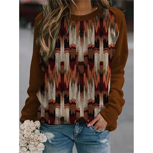Women's Sweatshirt Graphic Prints Patchwork Print Casual Daily Holiday 3D Print Sportswear Casual Hoodies Sweatshirts Brown
Women's Sweatshirt Graphic Prints Patchwork Print Casual Daily Holiday 3D Print Sportswear Casual Hoodies Sweatshirts Brown