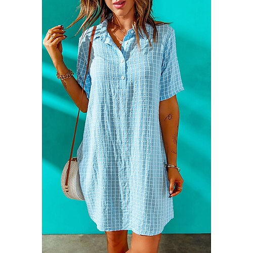 Women's Shirt Blouse White Yellow Blue Plaid Button Short Sleeve Daily Weekend Streetwear Casual Shirt Collar Long S
Women's Shirt Blouse White Yellow Blue Plaid Button Short Sleeve Daily Weekend Streetwear Casual Shirt Collar Long S