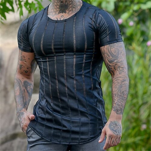 Men's T shirt Tee Striped Crew Neck Street Daily Short Sleeve Tops Designer Casual Fashion Comfortable Navy Blue
Men's T shirt Tee Striped Crew Neck Street Daily Short Sleeve Tops Designer Casual Fashion Comfortable Navy Blue
