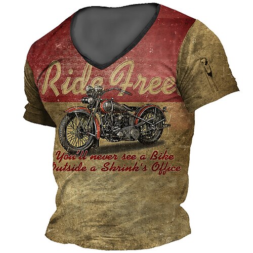 Men's T shirt Tee 3D Print Graphic Patterned Motorcycle V Neck Street Casual Zipper Print Short Sleeve Tops Designer Fashion Classic Comfortable Brown / Summer
Men's T shirt Tee 3D Print Graphic Patterned Motorcycle V Neck Street Casual Zipper Print Short Sleeve Tops Designer Fashion Classic Comfortable Brown / Summer