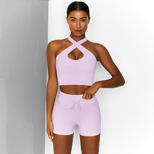 Women's Tracksuit Activewear Set Yoga Suit 2 Piece Seamless Solid Color Shorts Sports Bra Cream Black Yoga Fitness Gym Workout Tummy Control Butt Lift Breathable Sport Activewear Stretchy / Athletic
Women's Tracksuit Activewear Set Yoga Suit 2 Piece Seamless Solid Color Shorts Sports Bra Cream Black Yoga Fitness Gym Workout Tummy Control Butt Lift Breathable Sport Activewear Stretchy / Athletic