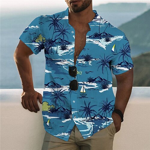 Men's Shirt Graphic Shirt Coconut Tree Stand Collar Blue 3D Print Outdoor Casual Short Sleeve Button-Down Print Clothing Apparel Fashion Designer Casual Comfortable / Sports
Men's Shirt Graphic Shirt Coconut Tree Stand Collar Blue 3D Print Outdoor Casual Short Sleeve Button-Down Print Clothing Apparel Fashion Designer Casual Comfortable / Sports