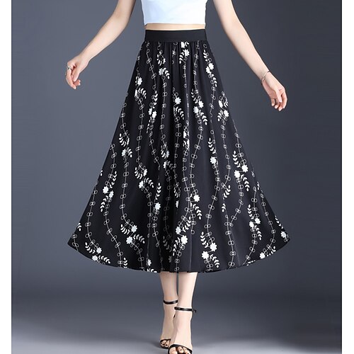 Women's Fashion Swing Skirts Holiday Weekend Chiffon Floral Graphic Patterned Pleated White Black Gray One-Size / Loose / Print
Women's Fashion Swing Skirts Holiday Weekend Chiffon Floral Graphic Patterned Pleated White Black Gray One-Size / Loose / Print