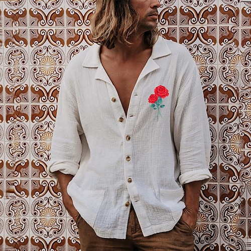 Men's Shirt Graphic Patterned Solid Color Rose Turndown Casual Daily Layered Button-Down Long Sleeve Tops Casual Exaggerated White
Men's Shirt Graphic Patterned Solid Color Rose Turndown Casual Daily Layered Button-Down Long Sleeve Tops Casual Exaggerated White