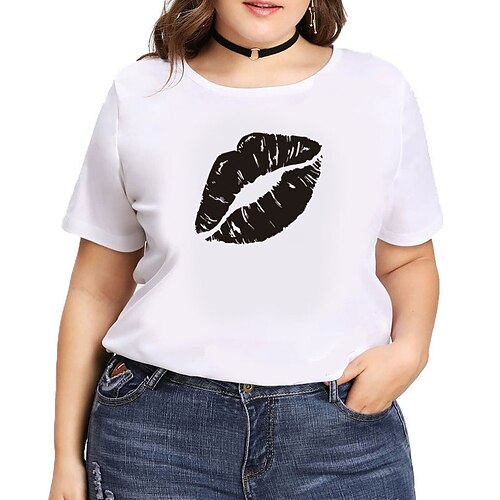 Women's Plus Size Tops T shirt Tee Graphic Patterned Print Short Sleeve Crewneck Streetwear Daily Going out Polyester Spring Summer White Black
Women's Plus Size Tops T shirt Tee Graphic Patterned Print Short Sleeve Crewneck Streetwear Daily Going out Polyester Spring Summer White Black