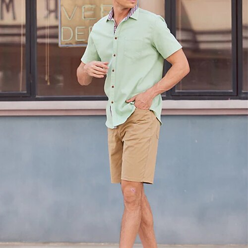 Men's Shirt Solid Color Turndown Street Daily Button-Down Short Sleeve Tops Casual Fashion Comfortable Light Green
Men's Shirt Solid Color Turndown Street Daily Button-Down Short Sleeve Tops Casual Fashion Comfortable Light Green