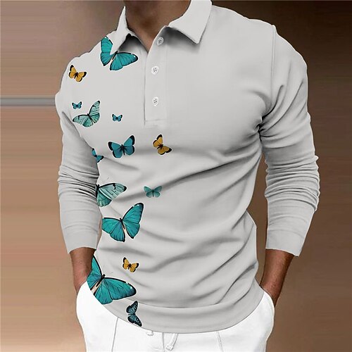 Men's Collar Polo Shirt Golf Shirt Animal Butterfly Turndown Gray 3D Print Casual Daily Long Sleeve Button-Down Print Clothing Apparel Fashion Designer Casual Breathable / Sports
Men's Collar Polo Shirt Golf Shirt Animal Butterfly Turndown Gray 3D Print Casual Daily Long Sleeve Button-Down Print Clothing Apparel Fashion Designer Casual Breathable / Sports