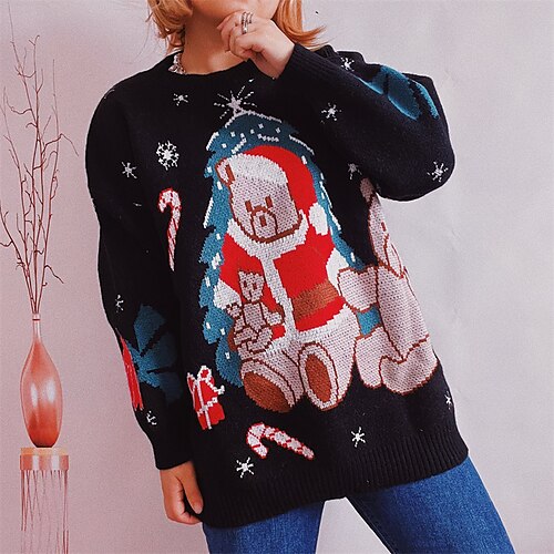 Women's Pullover Sweater Jumper Crochet Knit Knitted Animal Crew Neck Stylish Casual Christmas Holiday Fall Winter Black Red S M L / Long Sleeve
Women's Pullover Sweater Jumper Crochet Knit Knitted Animal Crew Neck Stylish Casual Christmas Holiday Fall Winter Black Red S M L / Long Sleeve
