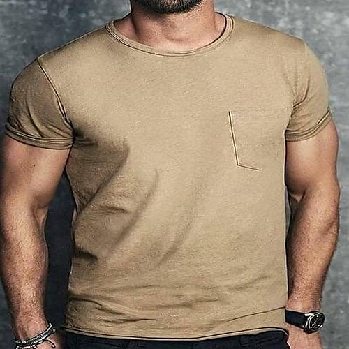 Men's T shirt Tee Solid Color Crew Neck Street Casual Patchwork Button-Down Short Sleeve Tops Basic Fashion Classic Comfortable Khaki / Summer
Men's T shirt Tee Solid Color Crew Neck Street Casual Patchwork Button-Down Short Sleeve Tops Basic Fashion Classic Comfortable Khaki / Summer