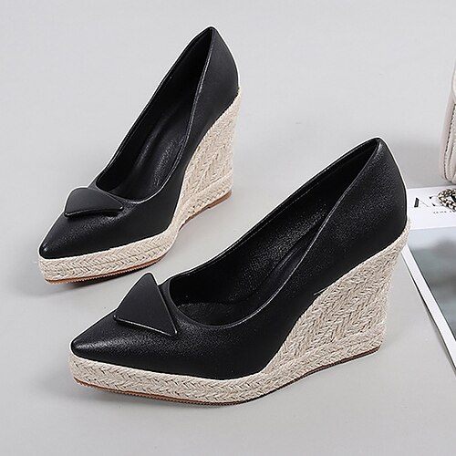 Women's Heels Espadrilles Wedge Heel Closed Toe Elegant Casual Daily Office Faux Leather Loafer Fall Spring Solid Colored Geometric Light Brown Black Rosy Pink
Women's Heels Espadrilles Wedge Heel Closed Toe Elegant Casual Daily Office Faux Leather Loafer Fall Spring Solid Colored Geometric Light Brown Black Rosy Pink