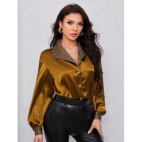 Women's Blouse Shirt Brown Plain Button Long Sleeve Office Business Streetwear Casual Shirt Collar Regular S
Women's Blouse Shirt Brown Plain Button Long Sleeve Office Business Streetwear Casual Shirt Collar Regular S