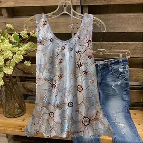 Women's Plus Size Tops Tank Top Floral Print Sleeveless V Neck Streetwear Daily Holiday Cotton Spandex Jersey Spring Summer Beige
Women's Plus Size Tops Tank Top Floral Print Sleeveless V Neck Streetwear Daily Holiday Cotton Spandex Jersey Spring Summer Beige