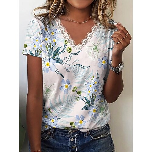 Women's Casual Daily Holiday T shirt Tee Flower Short Sleeve Patchwork Print V Neck Basic Tops White S / 3D Print
Women's Casual Daily Holiday T shirt Tee Flower Short Sleeve Patchwork Print V Neck Basic Tops White S / 3D Print
