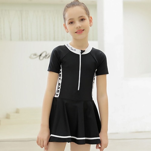 Kids Girls' Swimwear One Piece Swimsuit Patchwork Print Swimwear Color Block Letter Short Sleeves Black Navy Blue Outdoor Swimming Active Bathing Suits 4-12 Years
Kids Girls' Swimwear One Piece Swimsuit Patchwork Print Swimwear Color Block Letter Short Sleeves Black Navy Blue Outdoor Swimming Active Bathing Suits 4-12 Years