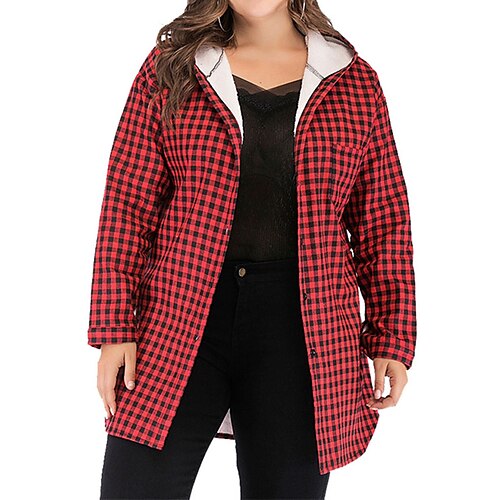 Women's Plus Size Jacket Print Plaid Vacation Going out Long Sleeve Hooded Regular Fall Winter Red L XL XXL 3XL
Women's Plus Size Jacket Print Plaid Vacation Going out Long Sleeve Hooded Regular Fall Winter Red L XL XXL 3XL