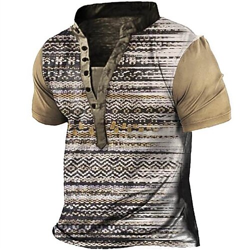 Men's Henley Shirt Tee T shirt Tee 3D Print Striped Graphic Patterned Plus Size Stand Collar Daily Sports Button-Down Print Short Sleeve Tops Designer Basic Casual Big and Tall Brown / Summer
Men's Henley Shirt Tee T shirt Tee 3D Print Striped Graphic Patterned Plus Size Stand Collar Daily Sports Button-Down Print Short Sleeve Tops Designer Basic Casual Big and Tall Brown / Summer