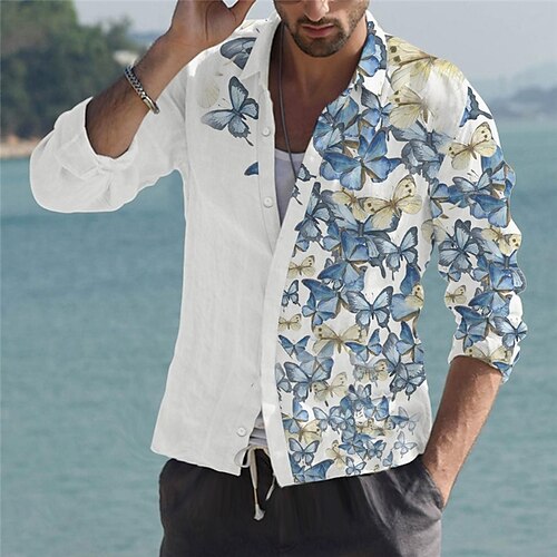 Men's Shirt 3D Print Butterfly Animal Turndown Street Casual Button-Down Print Long Sleeve Tops Casual Fashion Breathable Green White
Men's Shirt 3D Print Butterfly Animal Turndown Street Casual Button-Down Print Long Sleeve Tops Casual Fashion Breathable Green White