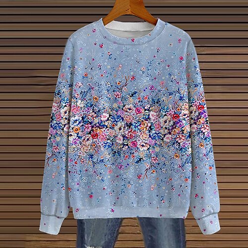Women's Plus Size Tops Pullover Sweatshirt Hoodie Sweatshirt Floral Print Long Sleeve Round Neck Streetwear Daily Vacation Polyester Fall Winter Blue Gray
Women's Plus Size Tops Pullover Sweatshirt Hoodie Sweatshirt Floral Print Long Sleeve Round Neck Streetwear Daily Vacation Polyester Fall Winter Blue Gray