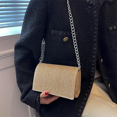 Women's Sling Bags Crossbody Bag Straw Bag Straw Geometric Daily Holiday White khaki
Women's Sling Bags Crossbody Bag Straw Bag Straw Geometric Daily Holiday White khaki