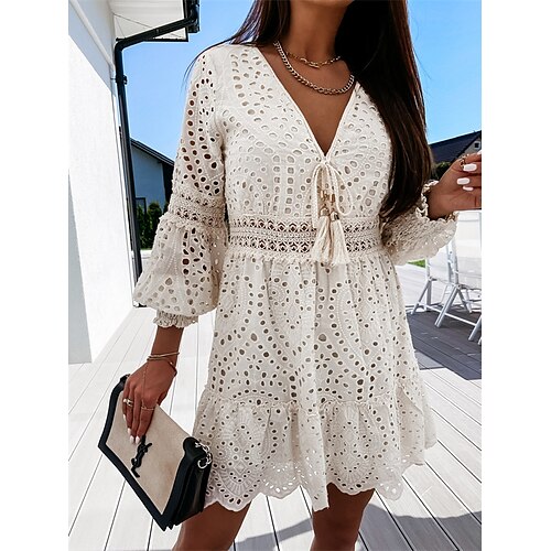 Women's A Line Dress Short Mini Dress Beige Long Sleeve Solid Color Lace up Ruffle Cut Out Fall Spring V Neck Stylish Casual 2022 S M L XL
Women's A Line Dress Short Mini Dress Beige Long Sleeve Solid Color Lace up Ruffle Cut Out Fall Spring V Neck Stylish Casual 2022 S M L XL