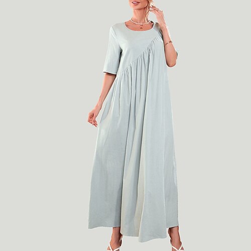 Women's A Line Dress Maxi long Dress Light gray Half Sleeve Pure Color Ruched Spring Summer Crew Neck Casual Mature 2022 S M L XL XXL
Women's A Line Dress Maxi long Dress Light gray Half Sleeve Pure Color Ruched Spring Summer Crew Neck Casual Mature 2022 S M L XL XXL