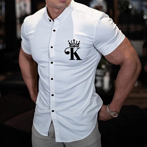 Men's Shirt Solid Color Letter Turndown Christmas Party Button-Down Short Sleeve Tops Casual Slim Fit Green White Black / Summer
Men's Shirt Solid Color Letter Turndown Christmas Party Button-Down Short Sleeve Tops Casual Slim Fit Green White Black / Summer