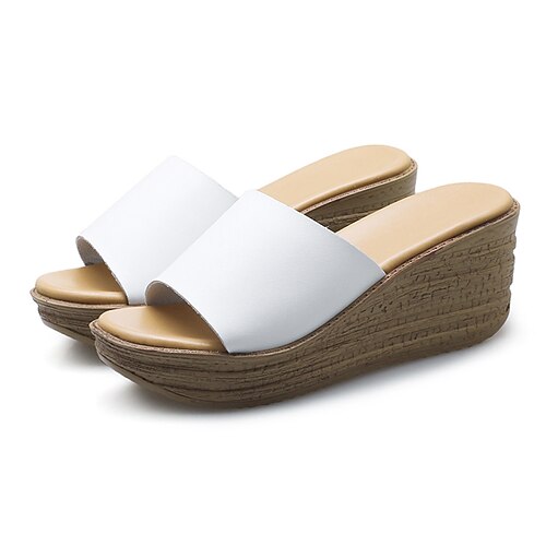 Women's Mules Wedge Sandals Platform Wedge Heel Open Toe Casual Minimalism Daily Walking Shoes PU Leather Loafer Spring Summer Solid Colored White Black Beige
Women's Mules Wedge Sandals Platform Wedge Heel Open Toe Casual Minimalism Daily Walking Shoes PU Leather Loafer Spring Summer Solid Colored White Black Beige