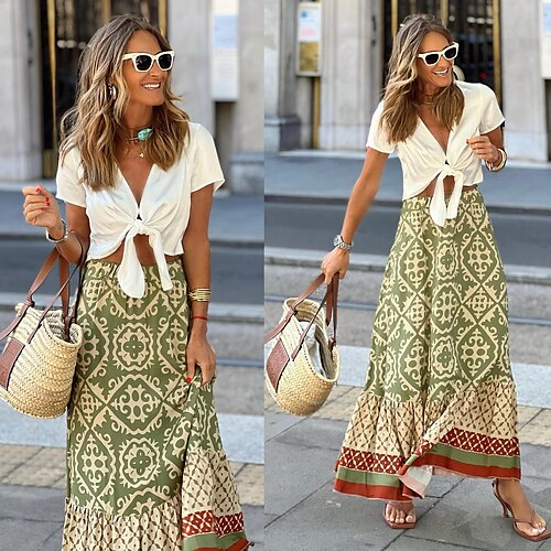 Women's Knee-length Polyester Green Skirts Spring & Fall Basic Ethnic Casual Daily S M L
Women's Knee-length Polyester Green Skirts Spring & Fall Basic Ethnic Casual Daily S M L
