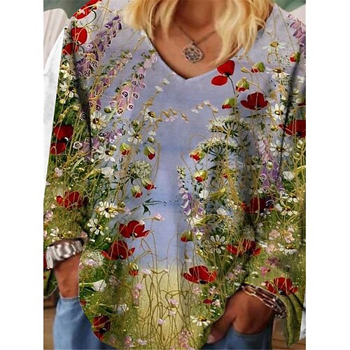 Women's Plus Size Tops T shirt Tee Floral Print Long Sleeve V Neck Streetwear Daily Vacation Cotton Spandex Jersey Fall Spring Green
Women's Plus Size Tops T shirt Tee Floral Print Long Sleeve V Neck Streetwear Daily Vacation Cotton Spandex Jersey Fall Spring Green