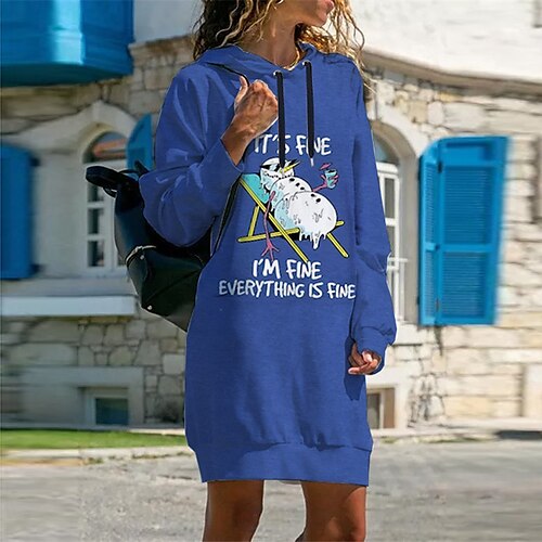 Women's Shift Dress Short Mini Dress Blue Long Sleeve Fall Print Letter Print Fall Spring Hooded Casual 2022 S M L XL XXL 3XL
Women's Shift Dress Short Mini Dress Blue Long Sleeve Fall Print Letter Print Fall Spring Hooded Casual 2022 S M L XL XXL 3XL