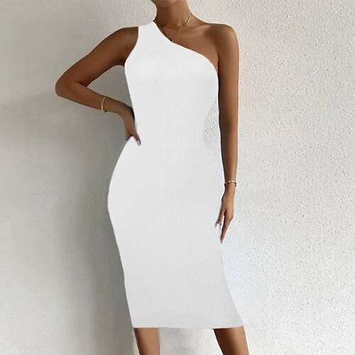 Women's Bodycon Knee Length Dress White Black Blue Khaki Orange Sleeveless Pure Color Cold Shoulder Spring Summer One Shoulder Elegant Romantic Fashion 2022 XS S M L
Women's Bodycon Knee Length Dress White Black Blue Khaki Orange Sleeveless Pure Color Cold Shoulder Spring Summer One Shoulder Elegant Romantic Fashion 2022 XS S M L