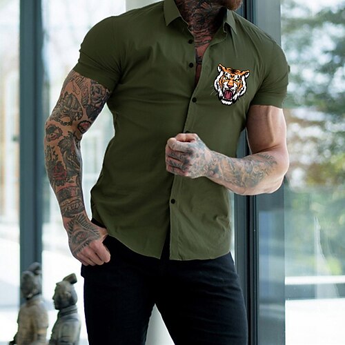 Men's Shirt Solid Color Tiger Turndown Christmas Party Button-Down Short Sleeve Tops Casual Slim Fit Green White Black / Summer
Men's Shirt Solid Color Tiger Turndown Christmas Party Button-Down Short Sleeve Tops Casual Slim Fit Green White Black / Summer