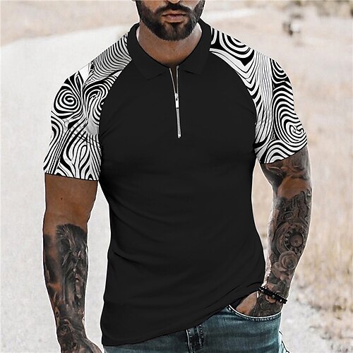 Men's Collar Polo Shirt Golf Shirt Optical Illusion Turndown Black 3D Print Outdoor Street Short Sleeves Zipper Print Clothing Apparel Fashion Designer Casual Breathable / Summer / Spring / Summer
Men's Collar Polo Shirt Golf Shirt Optical Illusion Turndown Black 3D Print Outdoor Street Short Sleeves Zipper Print Clothing Apparel Fashion Designer Casual Breathable / Summer / Spring / Summer