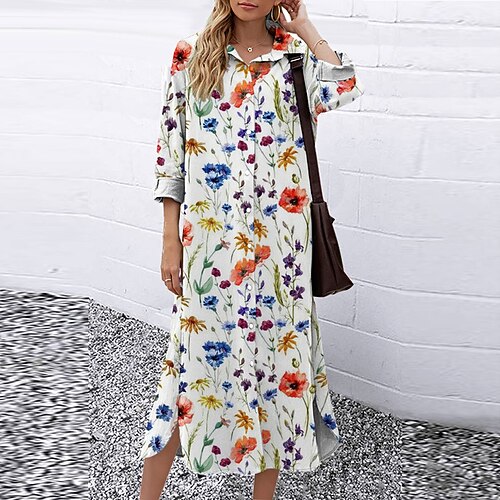 Women's Shift Dress Midi Dress White Wine Rainbow 3/4 Length Sleeve Floral Geometric Button Print Fall Spring Shirt Collar Casual Fashion 2022 S M L XL XXL 3XL
Women's Shift Dress Midi Dress White Wine Rainbow 3/4 Length Sleeve Floral Geometric Button Print Fall Spring Shirt Collar Casual Fashion 2022 S M L XL XXL 3XL