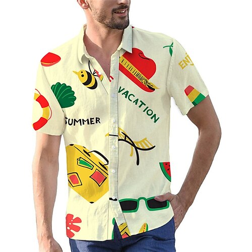 Men's Shirt 3D Print Cartoon Letter Turndown Street Casual Button-Down Print Short Sleeves Tops Casual Fashion Breathable Beige / Summer / Spring / Summer
Men's Shirt 3D Print Cartoon Letter Turndown Street Casual Button-Down Print Short Sleeves Tops Casual Fashion Breathable Beige / Summer / Spring / Summer