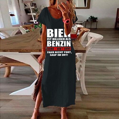 Women's Shift Dress Maxi long Dress Gray Short Sleeve Letter Split Print Spring Summer V Neck Casual Vacation 2022 S M L XL XXL 3XL
Women's Shift Dress Maxi long Dress Gray Short Sleeve Letter Split Print Spring Summer V Neck Casual Vacation 2022 S M L XL XXL 3XL