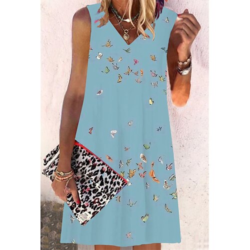 Women's Shift Dress Short Mini Dress Blue Navy Blue Sleeveless Floral Print Spring Summer V Neck Casual Vacation 2022 S M L XL XXL 3XL
Women's Shift Dress Short Mini Dress Blue Navy Blue Sleeveless Floral Print Spring Summer V Neck Casual Vacation 2022 S M L XL XXL 3XL