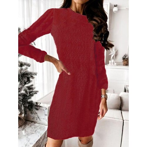 Women's Shift Dress Short Mini Dress Pink Khaki Red Brown Long Sleeve Pure Color Knit Fall Winter Crew Neck Casual Mature 2022 S M L XL XXL 3XL
Women's Shift Dress Short Mini Dress Pink Khaki Red Brown Long Sleeve Pure Color Knit Fall Winter Crew Neck Casual Mature 2022 S M L XL XXL 3XL