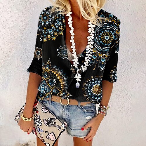 Women's Blouse Graphic Patterned Daily Weekend Blouse Shirt Long Sleeve Button Print Shirt Collar Casual Streetwear Black S / 3D Print
Women's Blouse Graphic Patterned Daily Weekend Blouse Shirt Long Sleeve Button Print Shirt Collar Casual Streetwear Black S / 3D Print
