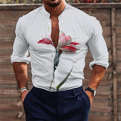 Men's Shirt 3D Print Floral Stand Collar Street Casual Button-Down Print Long Sleeve Tops Designer Casual Fashion Breathable White / Summer
Men's Shirt 3D Print Floral Stand Collar Street Casual Button-Down Print Long Sleeve Tops Designer Casual Fashion Breathable White / Summer