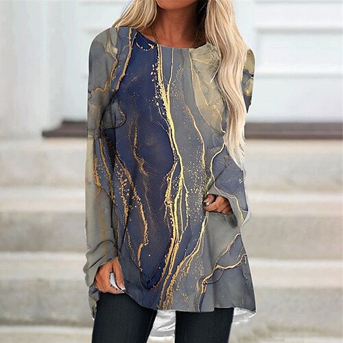 Women's Shift Dress Knee Length Dress Navy Blue Long Sleeve Color Gradient Print Fall Spring Crew Neck Casual Vacation 2022 S M L XL XXL 3XL
Women's Shift Dress Knee Length Dress Navy Blue Long Sleeve Color Gradient Print Fall Spring Crew Neck Casual Vacation 2022 S M L XL XXL 3XL