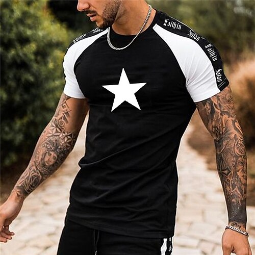 Men's T shirt Tee Graphic Color Block Star Crew Neck Black Street Sports Short Sleeve Patchwork Print Clothing Apparel Fashion Designer Casual Comfortable / Summer / Summer
Men's T shirt Tee Graphic Color Block Star Crew Neck Black Street Sports Short Sleeve Patchwork Print Clothing Apparel Fashion Designer Casual Comfortable / Summer / Summer