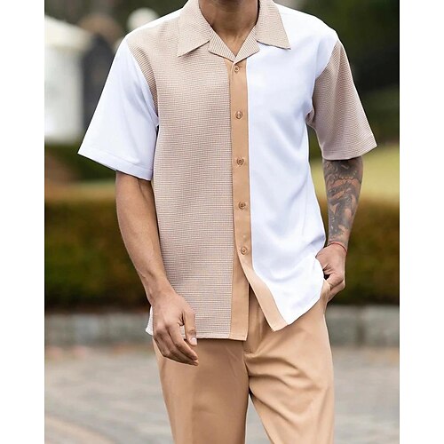 Men's Shirt Set Striped Solid Color Collar Casual Daily Print Short Sleeve Tops Vintage Beach Summer
Men's Shirt Set Striped Solid Color Collar Casual Daily Print Short Sleeve Tops Vintage Beach Summer