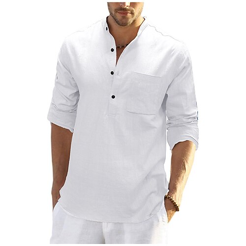 Men's Henley Shirt Solid Color Henley Army Green Khaki Navy Blue Light Blue White Street Daily Long Sleeve Button-Down Clothing Apparel Fashion Casual Comfortable Beach
Men's Henley Shirt Solid Color Henley Army Green Khaki Navy Blue Light Blue White Street Daily Long Sleeve Button-Down Clothing Apparel Fashion Casual Comfortable Beach