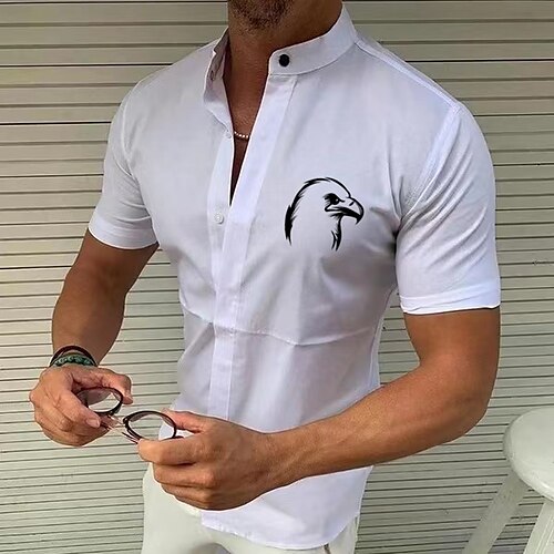 Men's Shirt Solid Color Bird Standing Collar Street Casual Button-Down Print Half Sleeve Tops Designer Casual Fashion Breathable A B White / Summer
Men's Shirt Solid Color Bird Standing Collar Street Casual Button-Down Print Half Sleeve Tops Designer Casual Fashion Breathable A B White / Summer